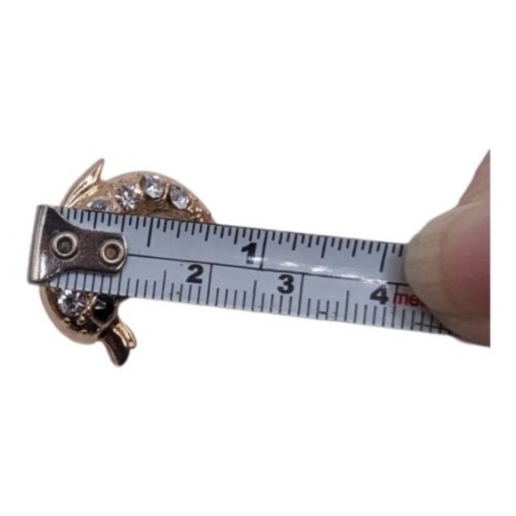 Leaping Jumping Dolphin Gold Toned Rhinestone Fashion Costume Brooch Lapel Pin - Picture 5 of 7